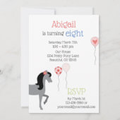 グレーかわいらしウズピンク、緑、青の誕生日パーティー 招待状 (裏面)