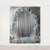 グレーかわいらしトーンフローラアーチ タペストリー (正面)