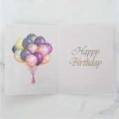 グレーかわいらしピンクバレリナスプリンセス1日誕生日 カード (内部)