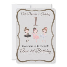 グレーかわいらしピンクバレリーナプリンセス1st誕生日