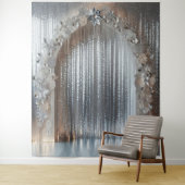 グレーかわいらし(金属製ではない)フローラアーチのトーン タペストリー (インサイチュ)