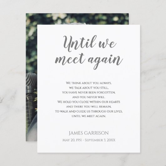 グレーが再び会うまで記念詩と写真 (正面/裏面)