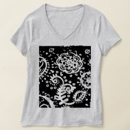 グレーくすみフラワープリント ベーシックTシャツ、Sサイズ Tシャツ