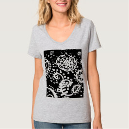 グレーくすみフラワープリント ベーシックTシャツ、Sサイズ Tシャツ