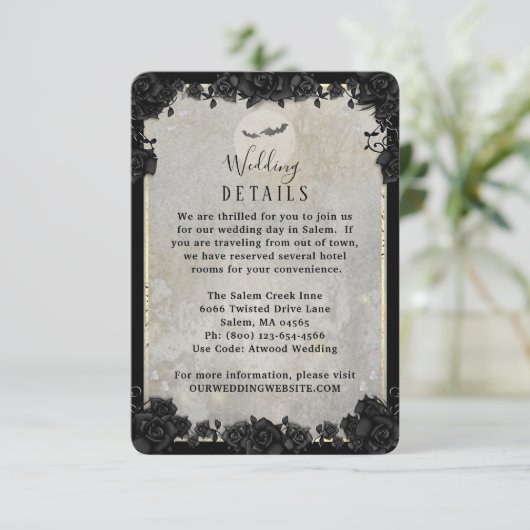 グレーこうもりゴシックハロウィーンマッチング結婚詳細 出欠カード (スタンド正面)