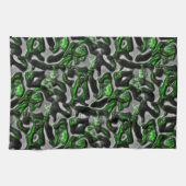 グレーで刻まれた目を引くライムグリーンのテクスチャ キッチンタオル (横)