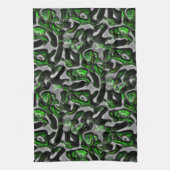 グレーで刻まれた目を引くライムグリーンのテクスチャ キッチンタオル (縦)