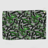 グレーで刻まれた目を引くライムグリーンのテクスチャ ゴルフタオル (横)