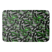 グレーで刻まれた目を引くライムグリーンのテクスチャ バスマット (正面)