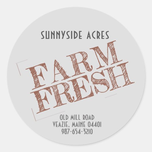 グレーで赤く色あせたファームの新鮮な「スタンプ」 ラウンドシール (正面)