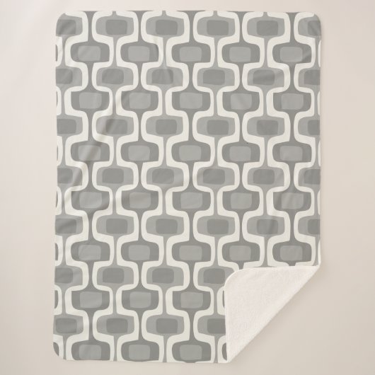 グレーとアイボリーの抽象芸術モダンのランダムドットパターン シェルパブランケット (正面)