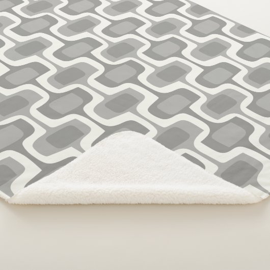 グレーとアイボリーの抽象芸術モダンのランダムドットパターン シェルパブランケット (3/4)