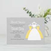 グレーとイエローのカスタムブライダルシャワー招待状 招待状 (スタンド正面)