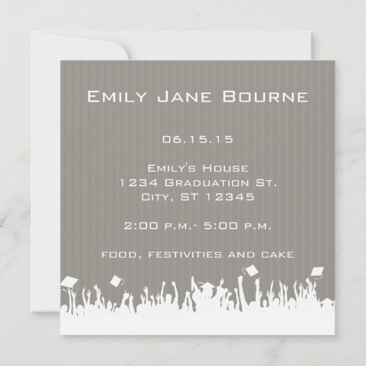 グレーとイエローのシニア写真 2012年卒業 招待状 (裏面)