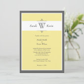 グレーとイエローのモノグラム結婚式招待状 招待状 (スタンド正面)
