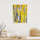 グレーとイエローの抽象芸術アートのポスター ポスター (キッチン)