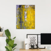 グレーとイエローの抽象芸術アートのポスター ポスター (ホームオフィス)