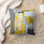 グレーとイエローの抽象芸術アート絵の抽象画、アート、 クッション (ブランケット)