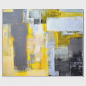 グレーとイエローの抽象芸術アート絵の抽象画、アート、 ラッピングペーパー (フラット)