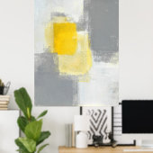 グレーとイエローの抽象芸術アート ポスター (ホームオフィス)
