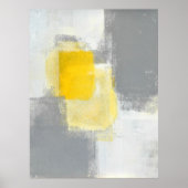 グレーとイエローの抽象芸術アート ポスター (正面)