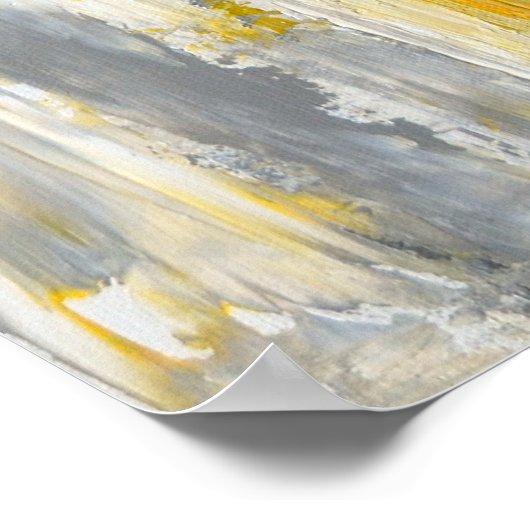 グレーとイエローの抽象芸術アート ポスター (角)