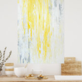 グレーとイエローの抽象芸術アート ポスター (キッチン)
