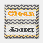 グレーとイエローシェブロンストライプシグザグキッチンセット マグネット (正面)