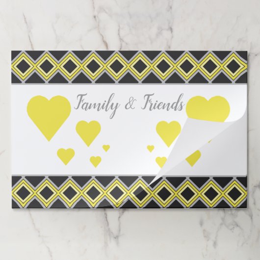 グレーとイエローティアウェイパターン（の模様が）ある紙パッド ペーパーパッド (折り畳み)