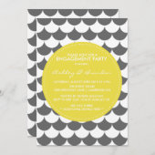 グレーとイエローパターンの婚約招待状 招待状 (正面/裏面)