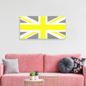 グレーとイエローユニオンジャック キャンバスプリント (インサイチュ (リビング))