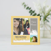 グレーとイエロー シニア ピクチャー クラス オブ 2012 招待状 (スタンド正面)