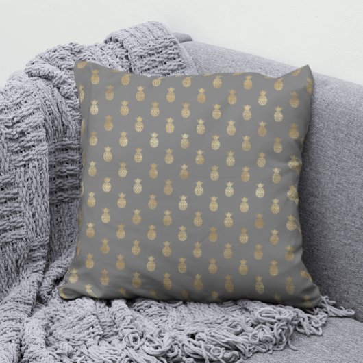 グレーとエレガント金ゴールドパイナップルパターン クッション