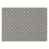 グレーとエレガント金ゴールドパイナップルパターン テーブルクロス (正面(横))