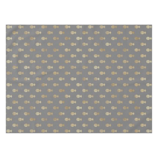 グレーとエレガント金ゴールドパイナップルパターン テーブルクロス (正面(横))