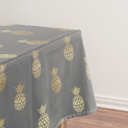 グレーとエレガント金ゴールドパイナップルパターン テーブルクロス (インサイチュ)