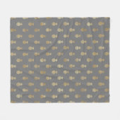 グレーとエレガント金ゴールドパイナップルパターン フリースブランケット (正面(横))