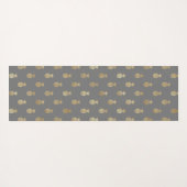 グレーとエレガント金ゴールドパイナップルパターン ヨガマット (裏面(横))