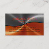 グレーとオレンジのステンレス鋼メタル 名刺 (裏面)