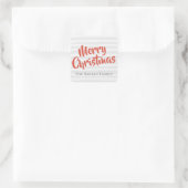 グレーとオレンジのタイポグラフィパーソナライズされたクリスマス スクエアシール (バッグ)