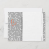 グレーとオレンジのハートのグランジ結婚式のRSVP 出欠カード (裏面)