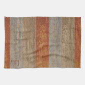 グレーとオレンジのモノグラムのシェーグラデーションズ キッチンタオル (横)