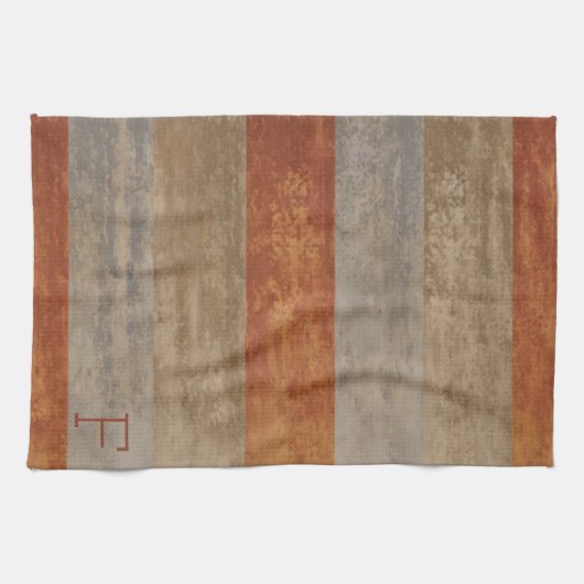 グレーとオレンジのモノグラムのシェーグラデーションズ キッチンタオル (横)