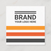 グレーとオレンジのレトロストライプなロゴを白に追加 スクエア名刺 (裏面)