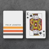 グレーとオレンジのレトロストライプ名前をカスタムする白 トランプ