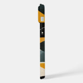 グレーとオレンジの様々な形の抽象画 iPhoneケース (左側面)