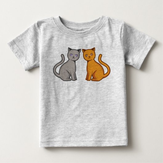 グレーとオレンジの猫 ベビーTシャツ (正面)