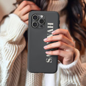 グレーとクリームの名入れシンプル iPhoneケース