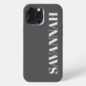 グレーとクリームの名入れシンプル iPhoneケース (裏面)