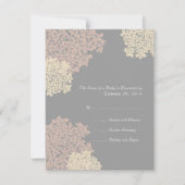 グレーとクリームクイーンアンズレースウェディングRSVP 出欠カード (正面)